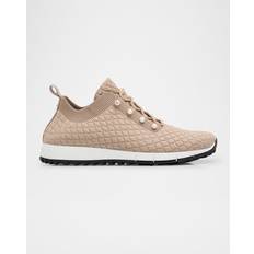 Jimmy Choo Women Sneakers Jimmy Choo Veles Imitation Pearl-Embellished Knit Sneakers - Stone