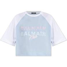 Balmain Blåa T-shirts Balmain Bomull Kort Löst Sittande T-shirt - Blue