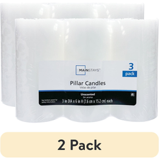 Candles Mainstays Unscented Pillar Candles 3-Pack 3x6 Inches White Candle