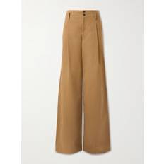 Pleats Trousers & Shorts Chloe Pleated Garment Dyed Cotton Canvas Pants - Mustard Brown