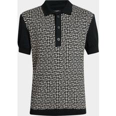 Men - V-Neck Polo Shirts Balmain Mono Polo - Black