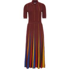 Merino Wool Dresses Gabriela Hearst Calypso Pinstripe Merino Dress - Burnt Sienna
