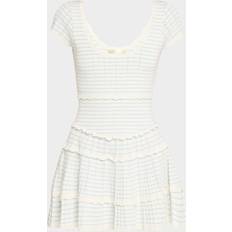 Boat Neck Dresses LoveShackFancy Striped Stretch Pointelle Mini Dress - Sailor Stripes