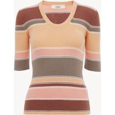 Knitted Sweaters - Orange Jumpers Chloe Elbow-sleeve Fitted Logo Top Cotton Knit - Orange
