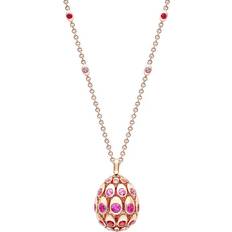 Sapphire Charms & Pendants Faberge Cosmic Curve 18k Rose Gold Ruby Pink Egg Pendant - Chain