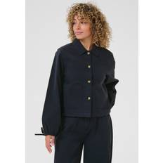 Dame - Uld Jakker Cream Casual Twill Jacket Jacket - Navy Blazer