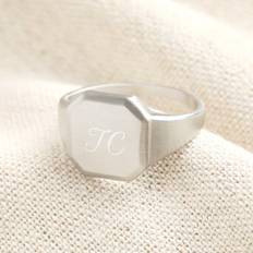 Personalised Brushed Signet Ring - Silver
