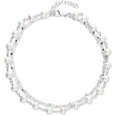 Pearl - Women Anklets John Greed Signature Silver Freshwater Pearl Double Strand Chain Anklet - Silver