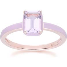 Amethyst Rings Gemondo Violet Enamel Octagon Pink Amethyst Ring - Rose Gold Vermeil