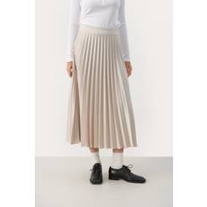 Midikjolar - Natur Part Two VenedaPW Kjol Polyester Plisserad A-linjeformad - Beige