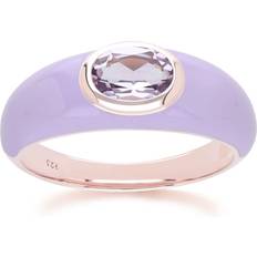 Amethyst Rings Gemondo Violet Enamel Octagon Amethyst Ring Rose Gold Vermeil