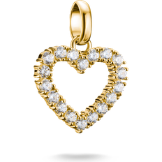 Kristall Berlocker & Hängen Thomas Sabo Connect Gold Plated Zirconia Open Heart Charm Pendant - Gold/Silver