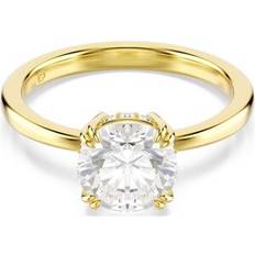 Swarovski Gold Plated Rings Swarovski Attract Cocktail Ring Round Cut Gold-tone Plated - White