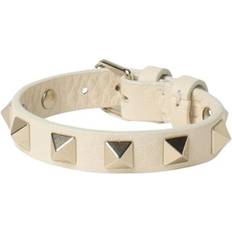 Valentino Garavani Rockstud Leather Bracelet with Studs - Yellow Cream Jewelry
