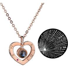 Cosy@home I Love You Plated Pendant Necklace Silver Rose Gold