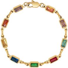 Nialaya Rectangle Tennis Bracelet Cubic Zirconia 18K Gold-Plated Stainless Steel - L