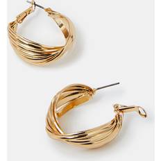Accessorize Twisted Ridge Hoop Earrings Metallics - One Size