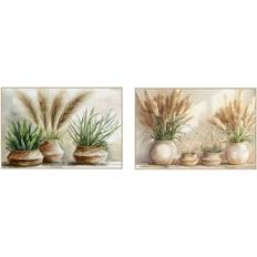 Green Wall Decorations Home ESPRIT Green Beige Plant Pot 123 x 4.5 x 83 cm 2 Units Framed Art