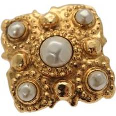 Chanel Preloved Pearl Brooch Unisex Gold Brooch - Metallic