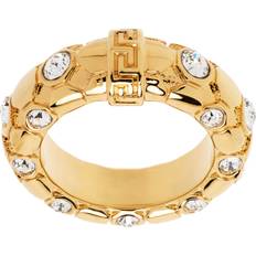 Versace Rings Versace Greca Ring Bague Maille Métallique Cristaux - Or