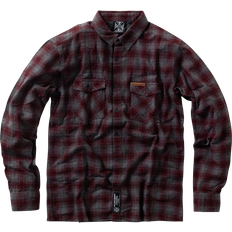 West Coast Choppers Rigid Flannelskjorta - Vinröd Grå