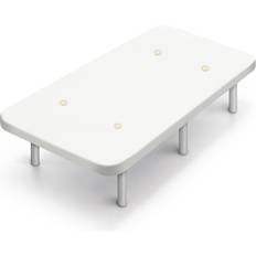 Camas Base Tapizada Blanco Patas Madera Plata 90x190 cm Cama con Estructura