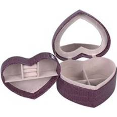 Purple Jewellery Storage Tlily Heart-shaped Portable Jewelry Box PU Leather - Purple