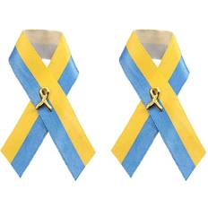 Blåa Broscher Cosy@home Flag Peace Knot Brooch Blue Yellow Ribbon - Blue Yellow