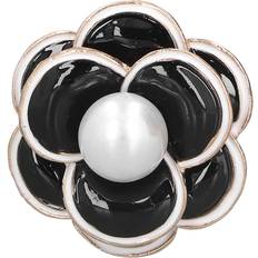 Svarta Broscher Goolrc Brooch Pin Camellia Shape Decorative Clothes - Black