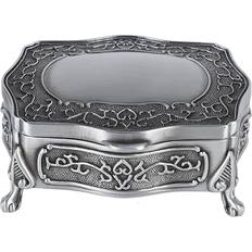 Black Jewellery Boxes Goolrc Metal Jewelry Box Vintage Trinket Box with Soft Velvet Inner