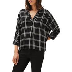 Womens Ivory Black Arella Check Blouse