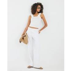 M Tank Tops River Island Sleeveless 3D Floral Ribbed Cami Top - White
