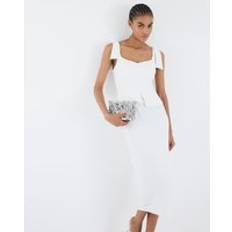 River Island Womens Sleeveless Bow Detail Corset Midi Dress - White