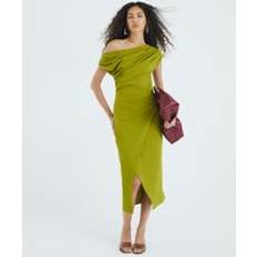 Green - Midi Dresses River Island Womens Green Asymmetric Draped Midi Dress