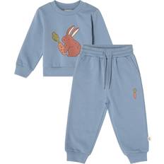 86/92 Tracksuits Buddy & Hope GOTS Martin Joggesæt Med Kaninprint Dove Blue Blå
