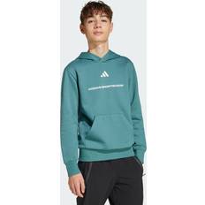 Gröna Hoodies adidas Slogan Fleece Huvtröja För Barn - Preloved Teal