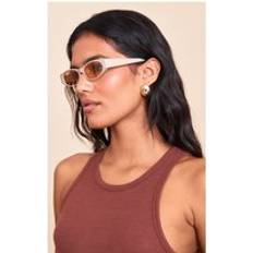 PrettyLittleThing Cream Angled Orange Lens Sunglasses - White