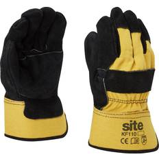 Site Leather Rubber General Handling Gloves - Black Yellow