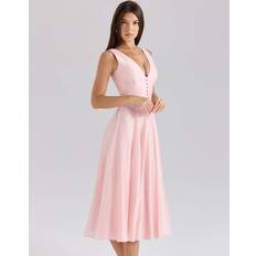 House of CB Samira Chiffon Button Midi Dress - Pink