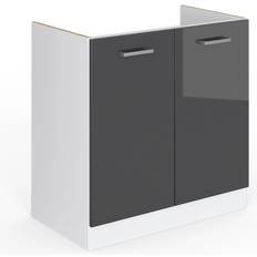 Meubles de Cuisine Vicco Meuble Bas Sous-évier R-Line Haute Brillance - Gris