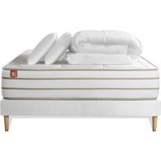 Lits et Matelas Pack Lit Complet Matelas 140x190 cm Blanc 2 Oreillers Couette