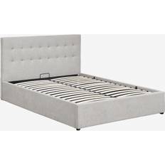 Camas con Estructura Sklum Tapizada Canapé Abatible Tela Gris 160 x 200 cm Cama con Estructura