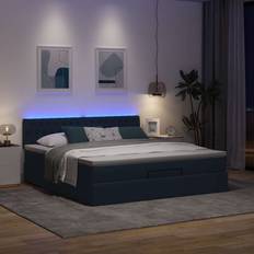 180 cm Rammesenge vidaXL Osmannisk Sengeramme Med Madras 180x200 cm Stof Blå Rammeseng