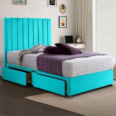Green Bed Packages Eleganza Home Sleepytime Super King Size Teal Plush Velvet Divan Bed