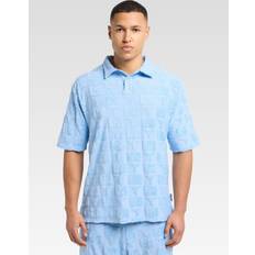 Herre - Oversized Polotrøjer Carlo Colucci Top Uld Oversize Polo Shirt Terry - Blå