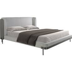 Camas con Estructura Tela Color Gris Claro 218 x 229 x 105 Cama con Estructura