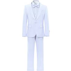 Suits Children's Clothing Moustache Shawl Lapel Wool Suit - White