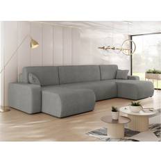 Mirjan24 Barile Bäddsoffa Dubbeldivan 4-sits i Plysch Grå Soffa 4-sits