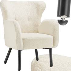Tectake Armchairs tectake Vänersborg Thickly Padded With Bouclé Cover Cream Armchair