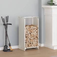 Stål - Vita Kamintillbehör vidaXL Vedställ Vit 40x30x80 cm Kallvalsat Stål
